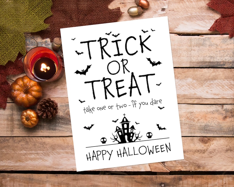 Trick or Treat Sign Printable Halloween Candy Please Take - Etsy Ireland