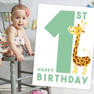 First Birthday Card Printable – 1 Year Old Birthday Card – Gender ...