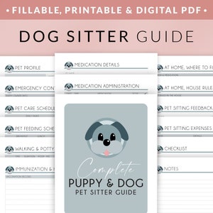 Guida per dog sitter PDF compilabile e stampabile – Note per cuccioli pet sitter – Istruzioni per l'alimentazione del cane, programma delle passeggiate e modelli di pagella