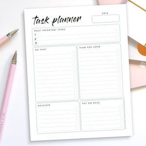 Task Planner Printable & Fillable PDF – Priority To Do List – Prioritization Matrix – Daily Weekly Action Priorities – Digital Download