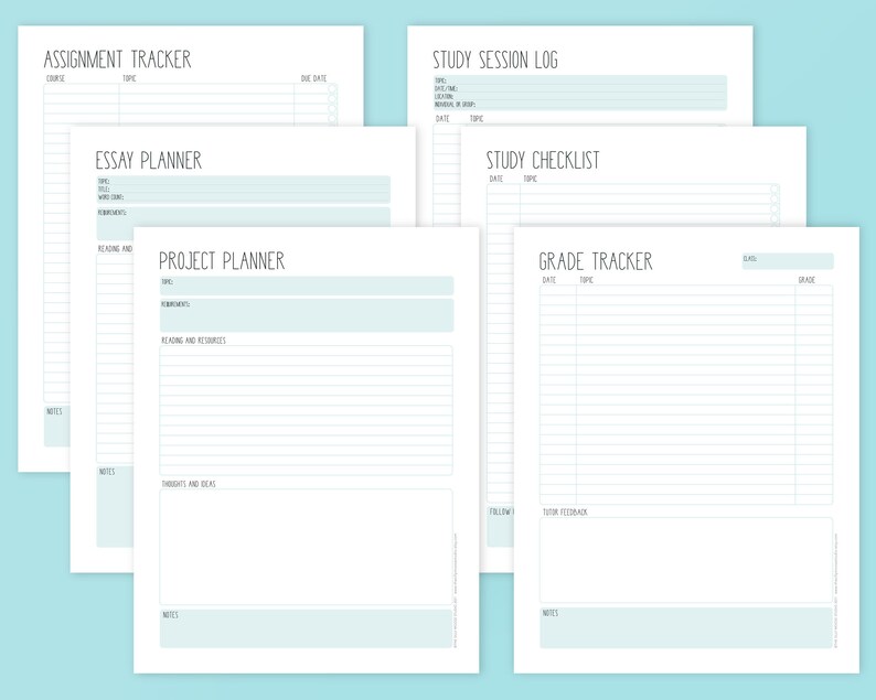 Student Planner Printable / Digital Kit – School & College Study ...
