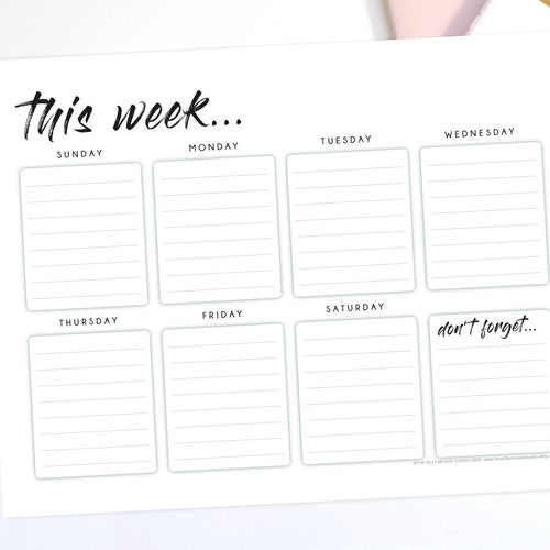 formato A4 orizzontale My Weekly Planner Rosa  to-do list lista della spesa agenda  Calendario settimanale in blocco