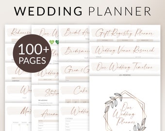 Personalized Wedding Planner Printable Binder – Wedding Event Planning Timeline, Worksheets & Checklists – Digital Download PDF