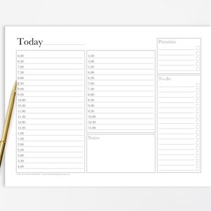 Half Hour Schedule Printable – Daily Planner Template – Simple Home & Work Plan Today – 30 Minute One Day Instant Digital Download PDF