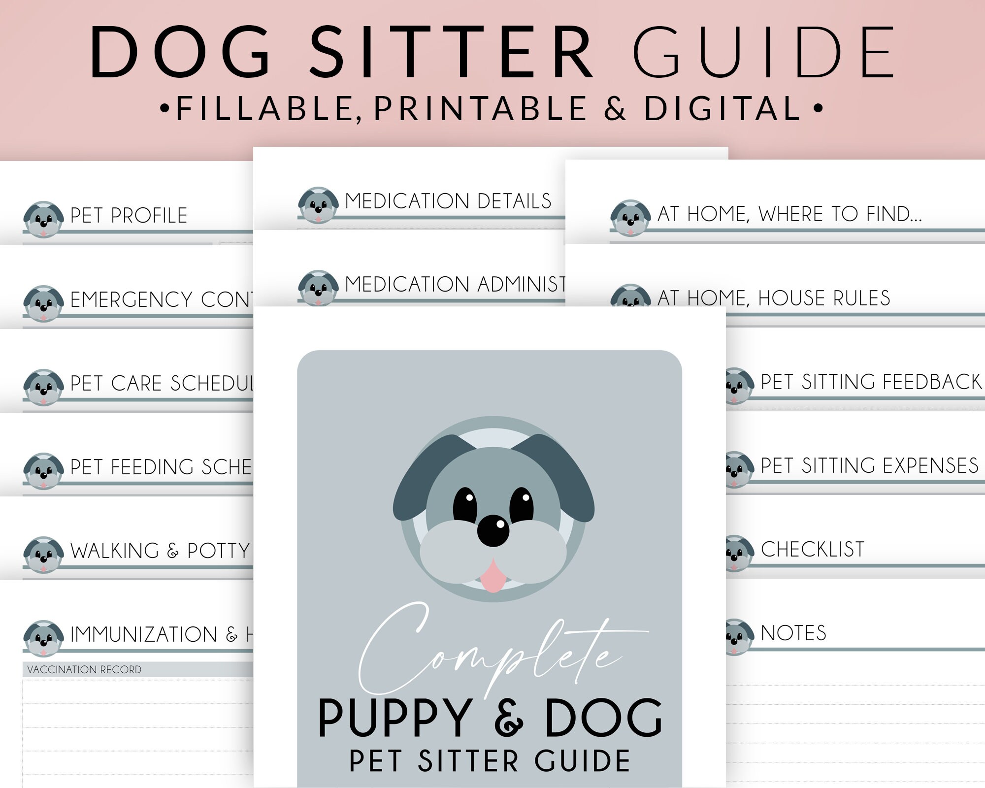 Dog Sitter Guide Fillable & Printable PDF Puppy Pet Sitter Etsy UK
