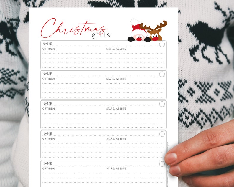 Christmas Gift List Printable Set Gift Tracker Checklist - Etsy UK