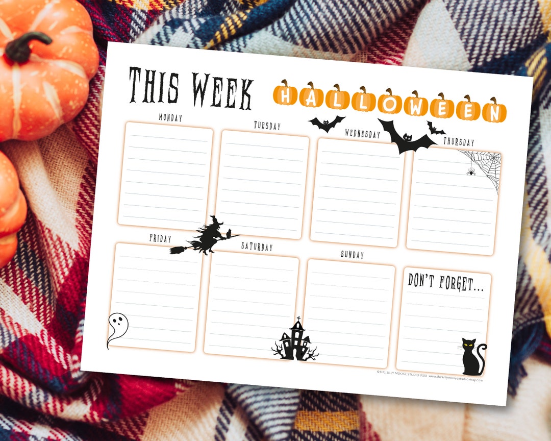 Weekly Planner Printable to Do List Landscape – Halloween Theme – Print ...