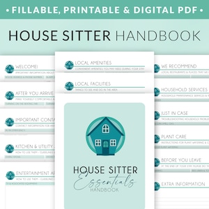 House Sitter Instructions Printable – House Guest Welcome Information – Household Management Manual – Appliance Usage Notes – Fillable PDF