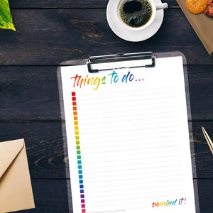 To Do List Printable & Digital – Rainbow Daily Checklist Planner Page ...