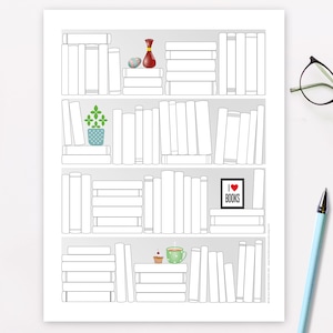 Book Tracker Printable – Bookshelf Reading Log – Reading Challenge – Books I&#39;ve Read Poster – Bullet Journal / Digital Planner PDF & JPG