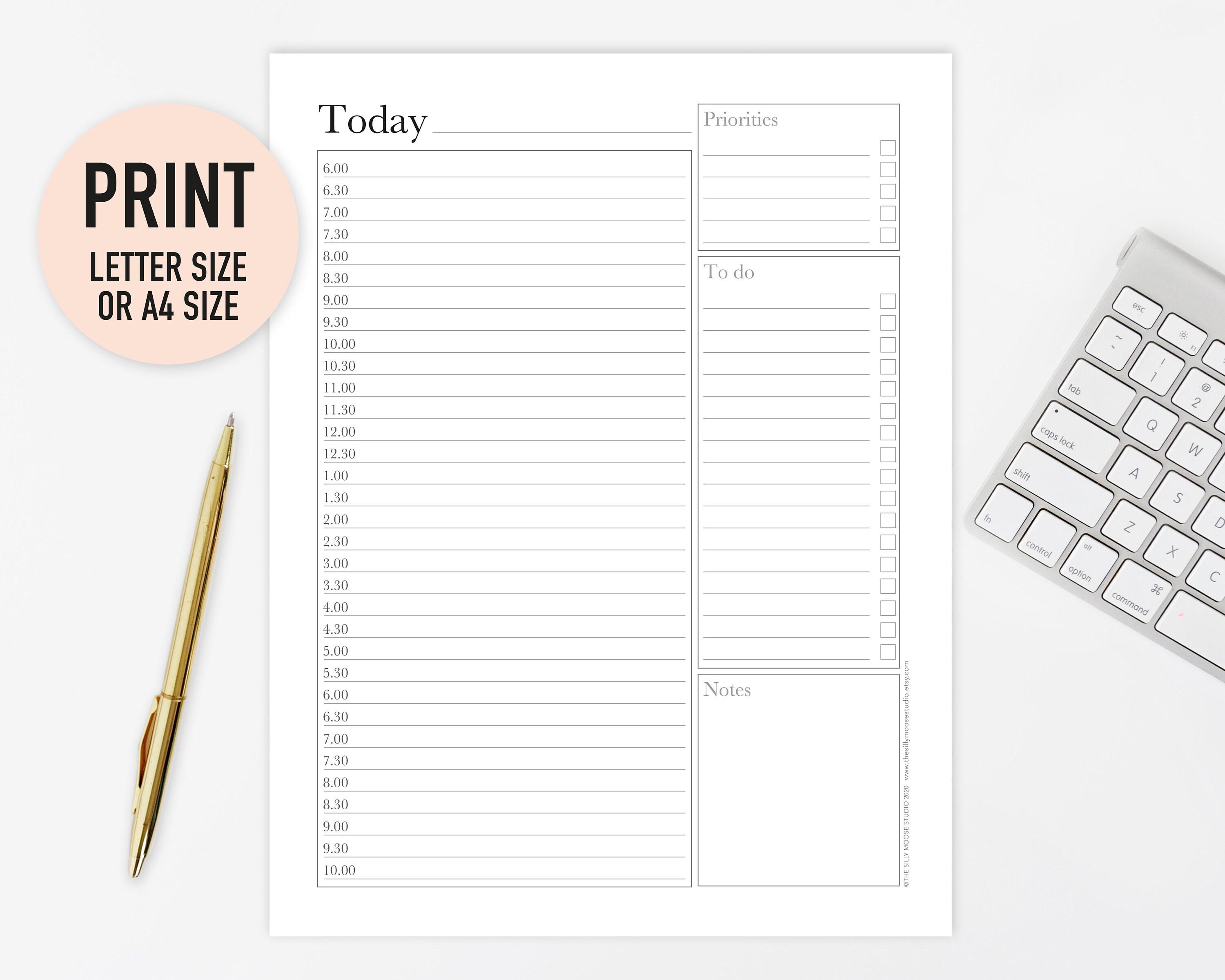 Half Hour Planner Printable Daily 30 Minute Schedule One | Etsy
