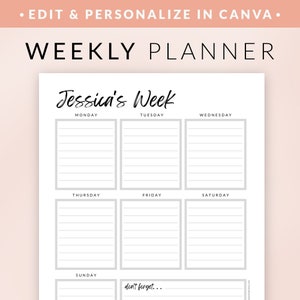 Week at a Glance, Weekly Planner,weekly Goals,happy Planner,week