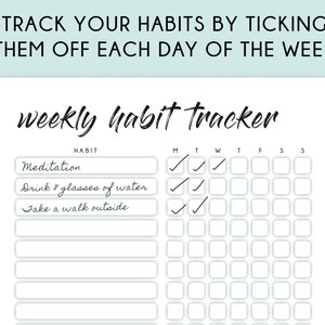 Habit Tracker Printable Fillable PDF Weekly Routine Chart Instant Digital Download 7 Day Routine Tracking Log Resolution Goal Tracker image 3