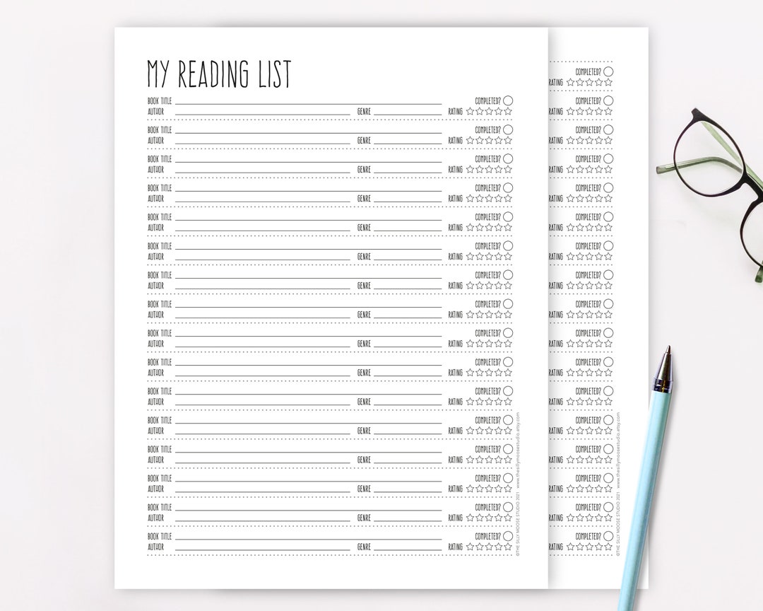 Reading Log Printable Book Reading List Books to Read Planner / Tracker ...