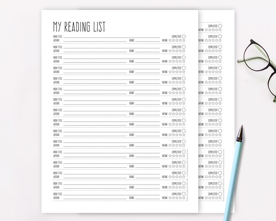 Reading Log Printable Book Reading List Books to Read - Etsy
