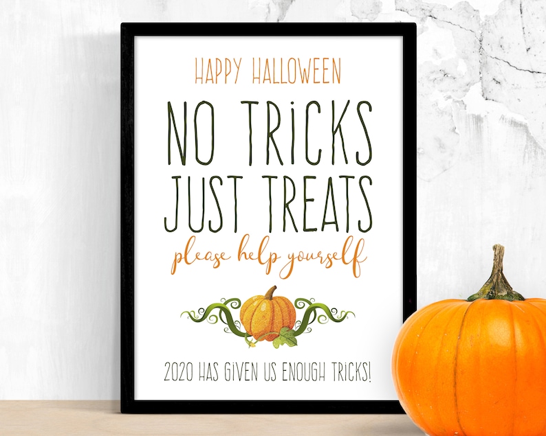 Trick or Treat Sign Printable Funny Halloween Candy Print | Etsy