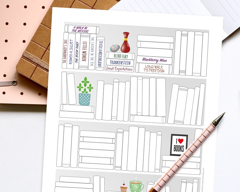 Book Tracker Printable – Bookshelf Reading Log – Reading Challenge ...