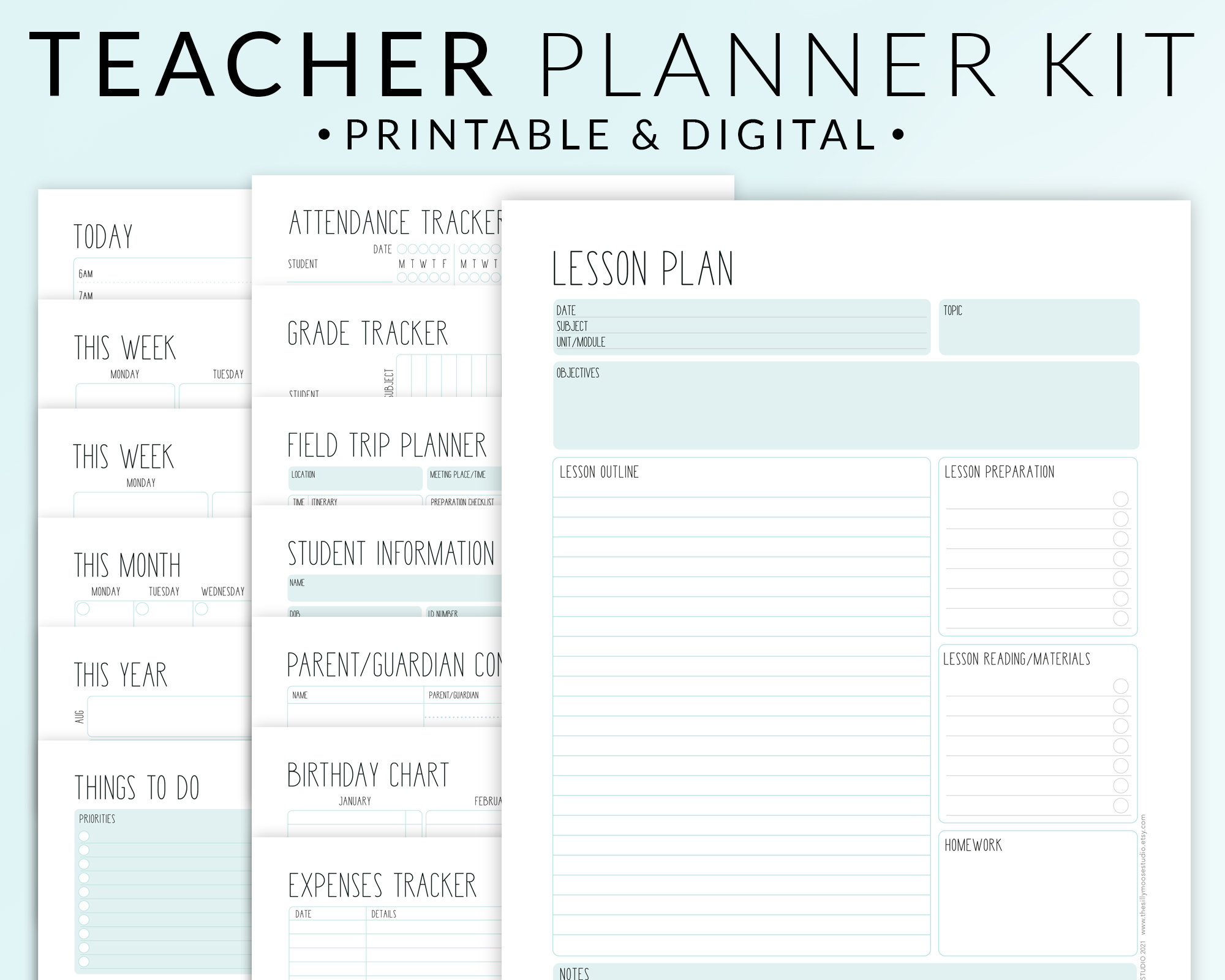Teacher Planner Printable Kit Tutor Class Planning Bundle - Etsy