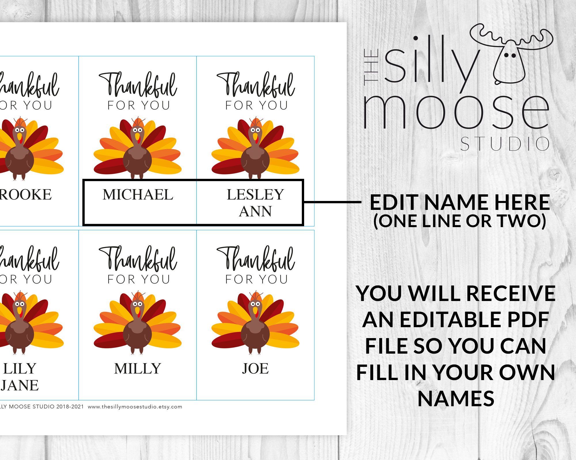 Thanksgiving Place Cards Printable Personalized Table | Etsy