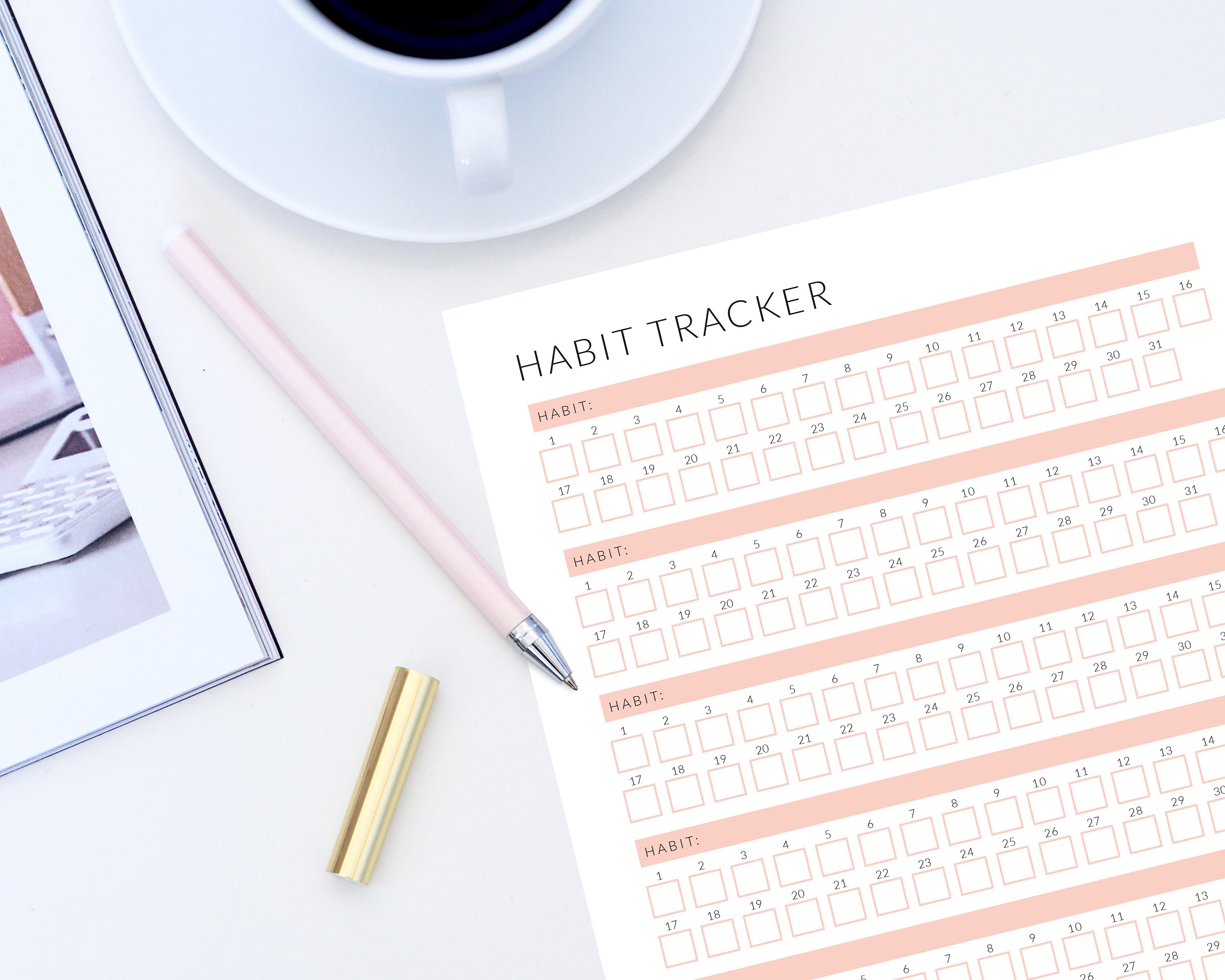 Habit Tracker Printable Monthly Task Routine Chore Chart | Etsy