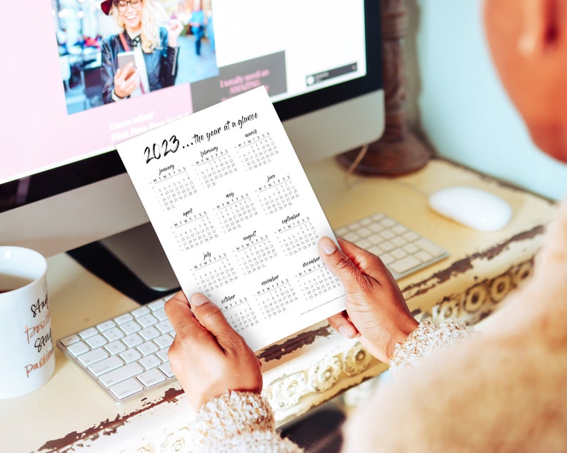 2023 yearly calendar printable monday start sunday start etsy uk