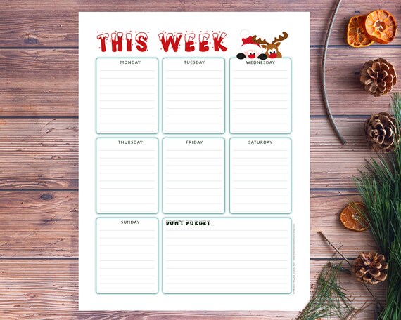 Weekly Planner Printable Christmas Theme Seasonal Calendar Holiday Planning Things to Do Santa & Reindeer Digital Download PDF - Etsy Weekly Planner Printable Christmas Theme Seasonal Calendar Holiday Planning Things to Do Santa & Reindeer Digital Download PDF - Etsy