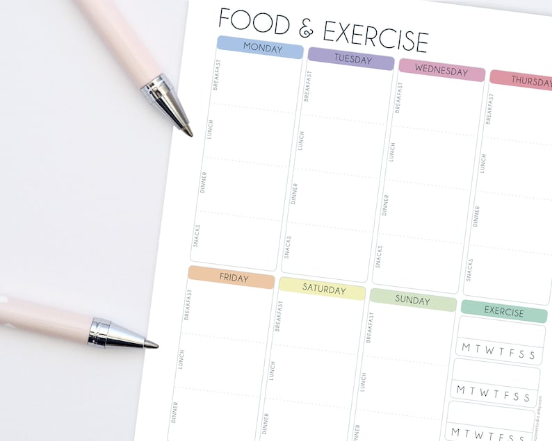 Printable Weekly Food And Exercise Journal