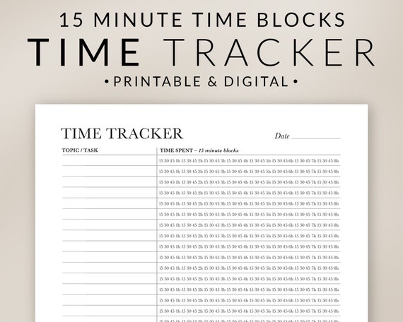 Time Sheet Printable 15 Minute Units Work Time Tracker | Etsy