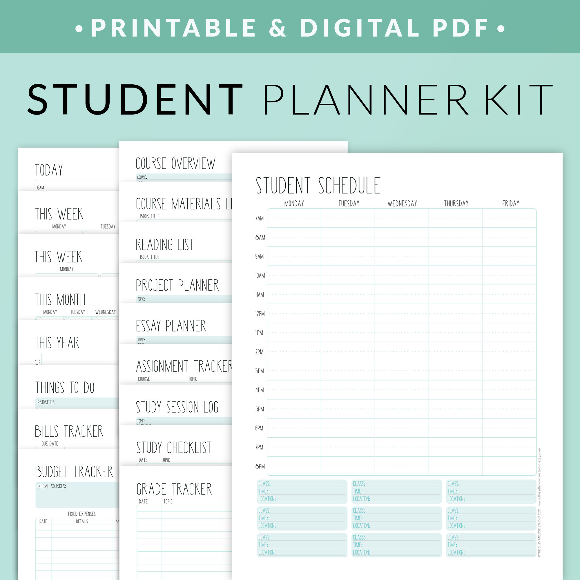 Student Planner Printable / Digital Kit School &amp; College - Etsy