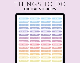 Life To Do Digital Stickers – Everyday Daily Life Things To Do – Rainbow Diary Planner Labels – GoodNotes + Cropped PNG for ANY Notation App