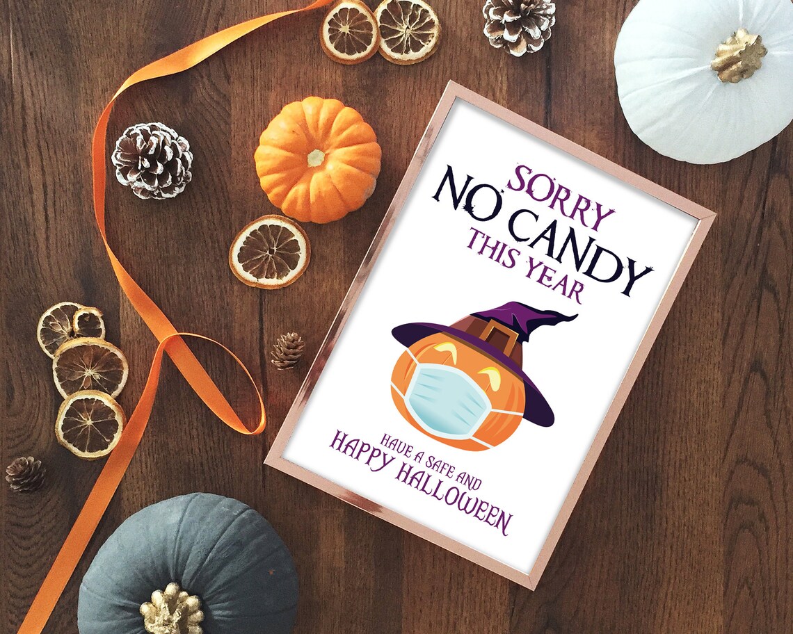 Sorry No Candy Sign Halloween Printable Funny Covid No Trick - Etsy