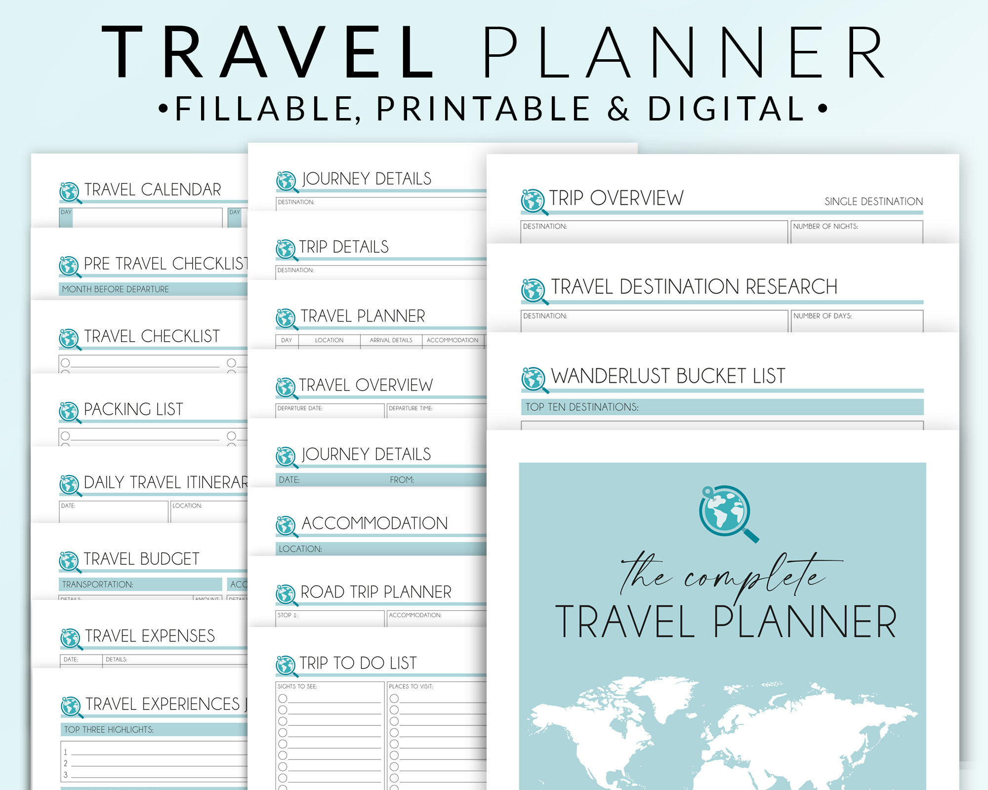 travel itinerary template etsy