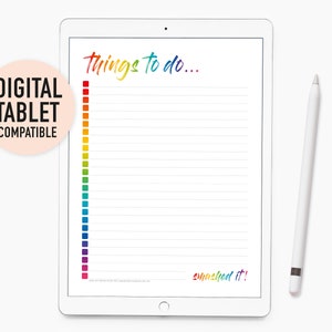 To Do List Printable & Digital – Rainbow Daily Checklist Planner Page ...