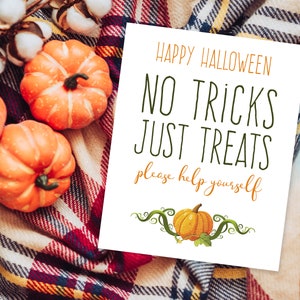 Trick or Treat Sign Printable Funny Halloween Candy Print Please Take ...