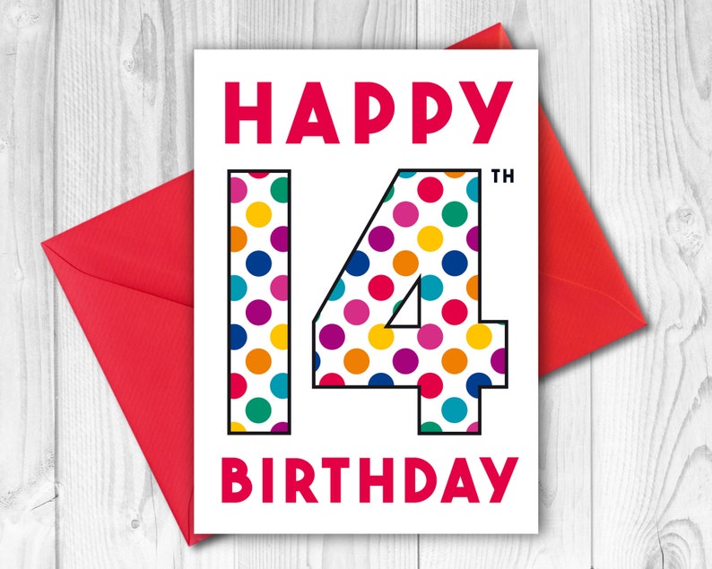 14 Year Old Birthday Card Digital Download Boy Girl Etsy