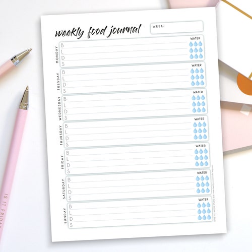 Food Journal Printable Landscape Diet Meal Planner Exercise - Etsy