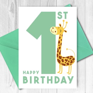 Première carte d'anniversaire imprimable - Carte d'anniversaire de 1 an - Sexe neutre 1er anniversaire Téléchargement numérique