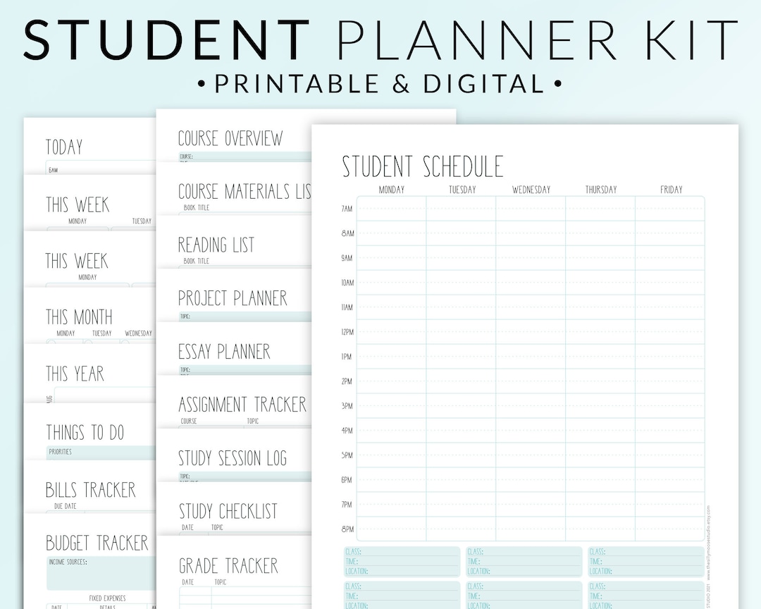 Student Planner Printable / Digital Kit School & College - Etsy