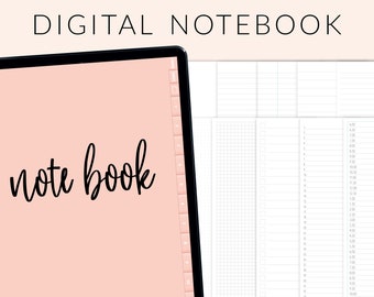 Digital Notebook Template, Bullet Journal Planner, 12 Hyperlinked Section Tabs, Vertical Bujo Notepad – PDF for Goodnotes + ANY Notation App
