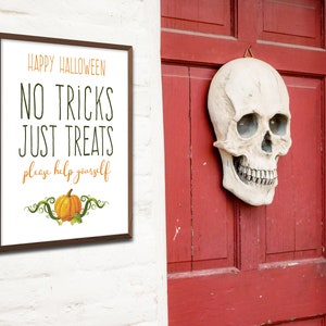 Trick or Treat Sign Printable Funny Halloween Candy Print Please Take ...