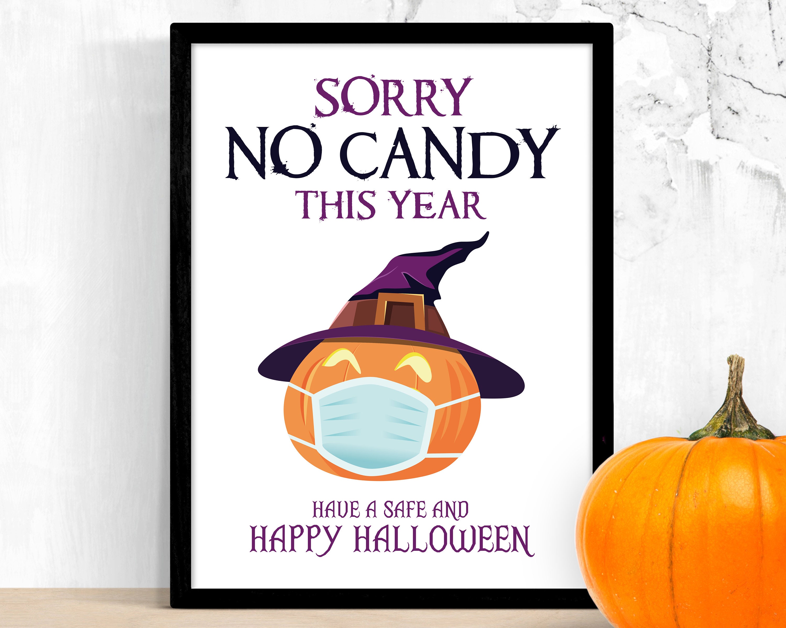 Sorry No Candy Sign Halloween Printable Funny Covid No Trick - Etsy