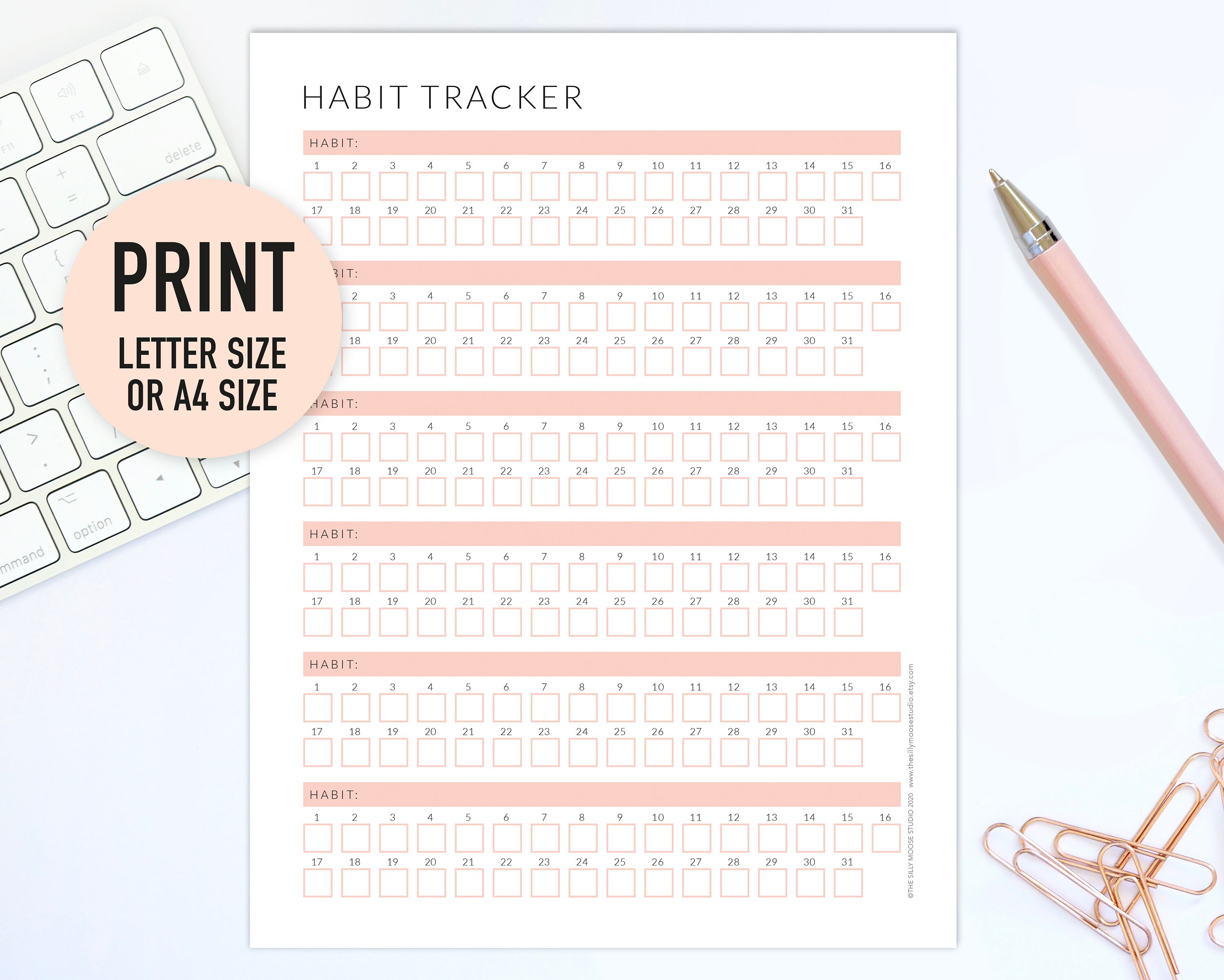 Habit Tracker Printable Monthly Task Routine Chore Chart | Etsy