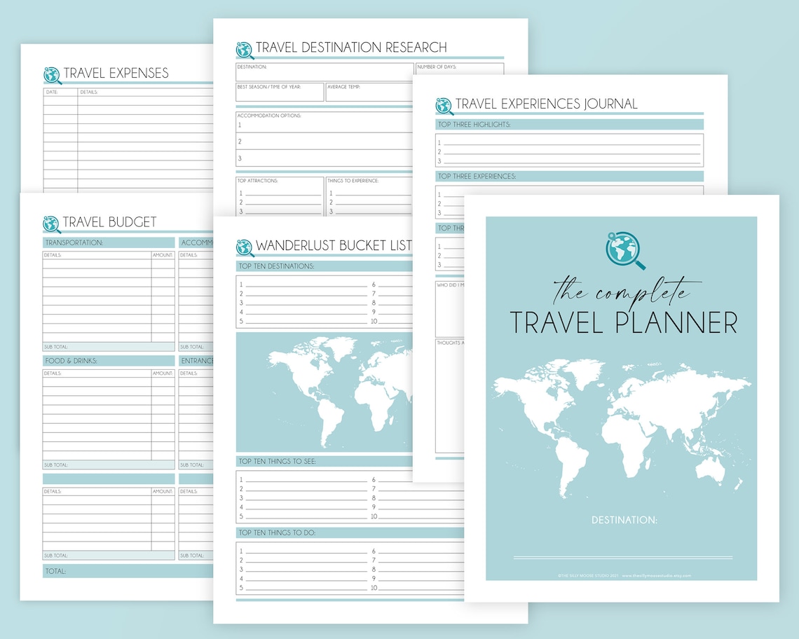 Travel Planner Printable Vacation Trip Itinerary Digital
