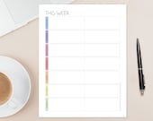 Weekly Planner Printable – One Week Calendar To Do List – Digital Download PDF Template – A4 & Letter Size Insert – Rainbow Monday Start