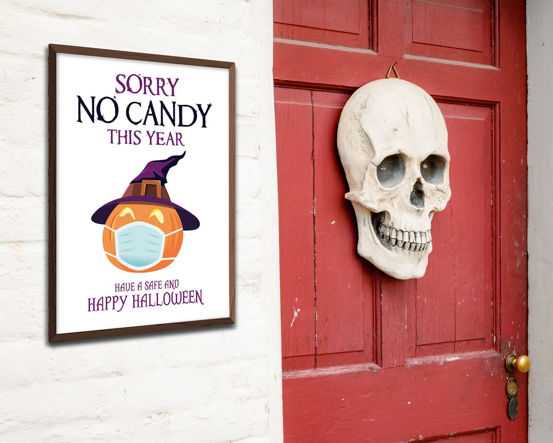 Sorry No Candy Sign Halloween Printable Funny Covid No Trick - Etsy