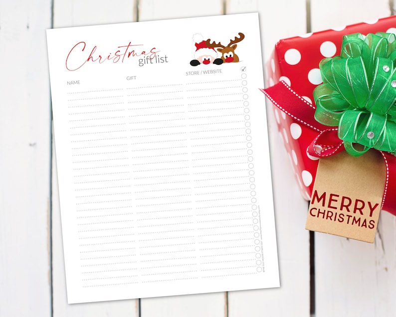 Christmas Gift List Printable Set Gift Tracker Checklist Etsy UK