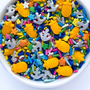 Pineapple Under The Sea Sprinkle Mix | 3 ounces| Edible Sprinkles | Pineapple Sprinkles | Anchor Sprinkles | Cartoon Sprinkles