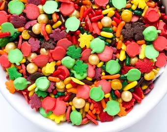 Apple Harvest Fall Sprinkle Mix | 3 ounces | Edible Sprinkles | Fall Sprinkles | Leaf Sprinkles | Apple Sprinkles