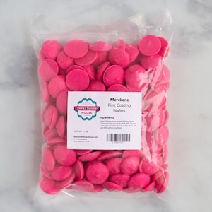 Merckens Pink Chocolate Melts | Melting Chocolate | 1 Pound Bag | Candy Coatings