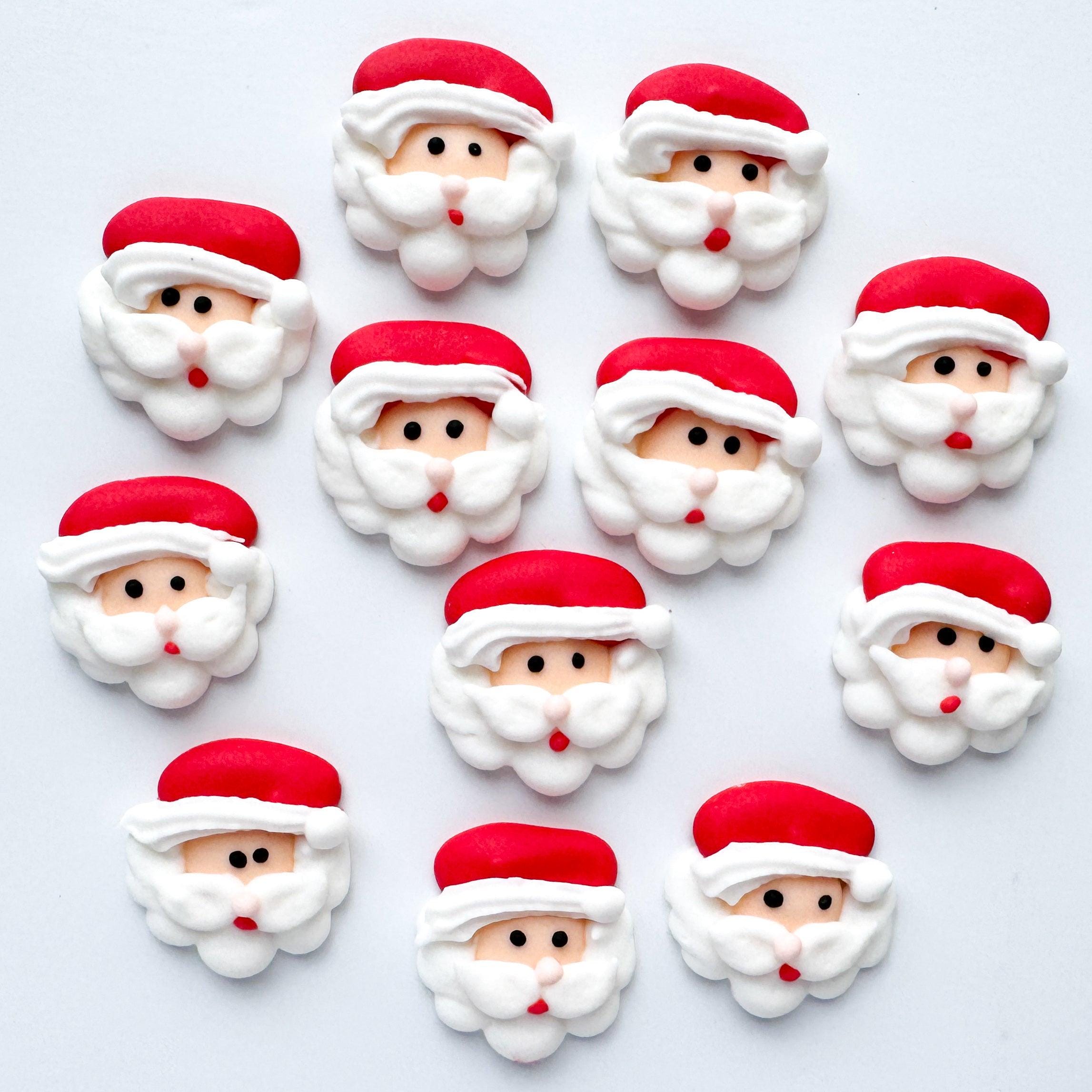 Santa Icing Small Royal Icing Santa Faces: Edible Cake Decorations (12 Pieces) - Etsy